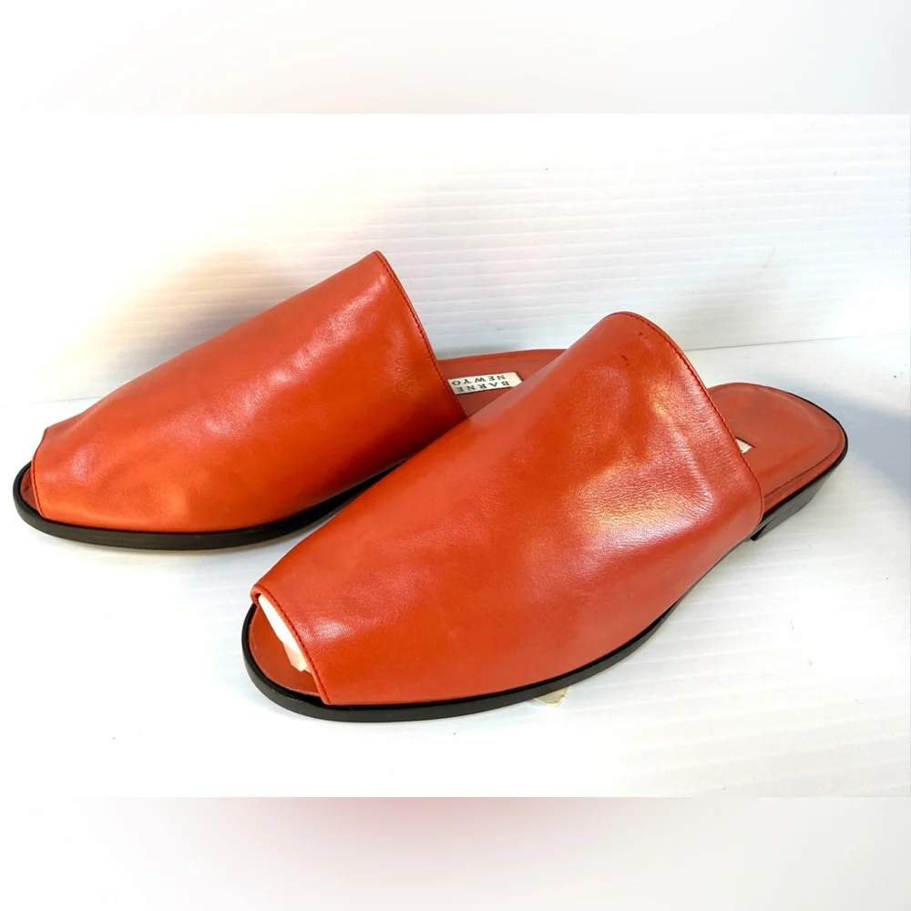 Barneys New York Red Leather Slide Mules - Picture 9 of 10
